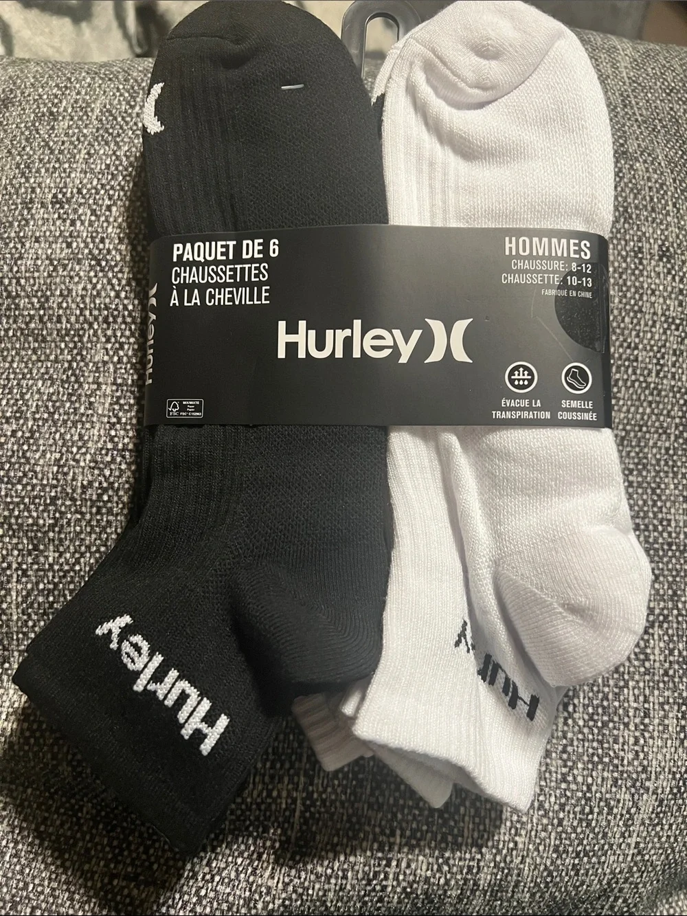 NWT HURLEY 6pk quarter crew athletic socks